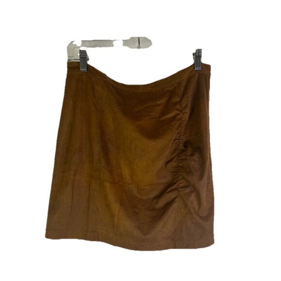Free People Faux Suede Leather Ruched Mini Skirt - Picture 1 of 8